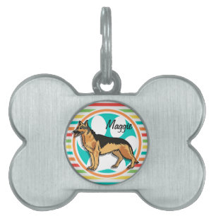 German shepard; Bright Rainbow Rand ID-bricka Husdjur