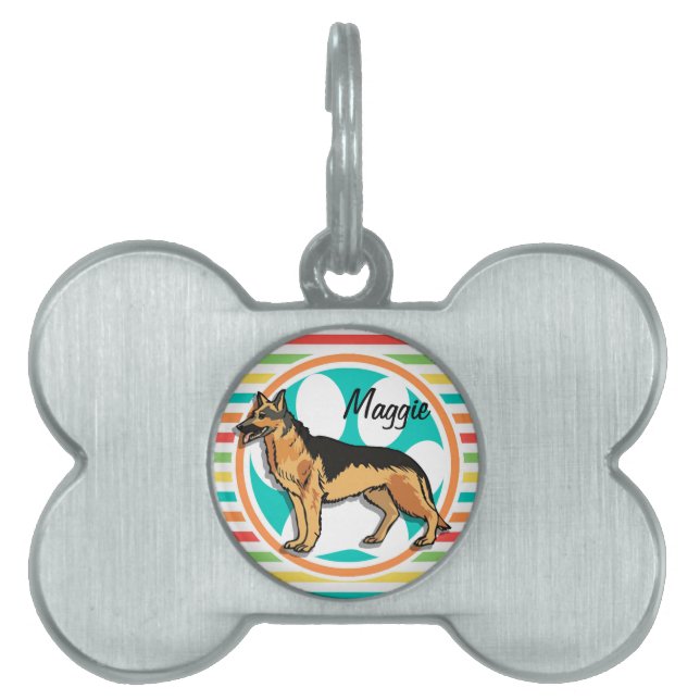 German shepard; Bright Rainbow Rand ID-bricka Husdjur (Framsidan)