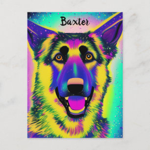 German shepard Confetti-popkonst w/tillval Namn Vykort