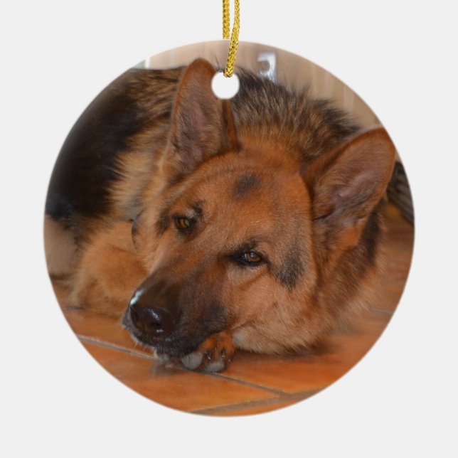 German shepard~-design Stella Julgransprydnad Keramik (Framsidan)