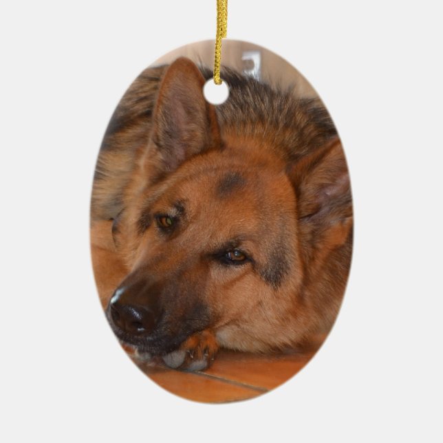 German shepard~-design Stella Julgransprydnad Keramik (Framsidan)
