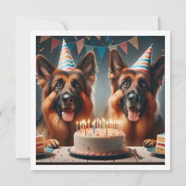 German shepard födelsedagsinbjudan, Hund födelseda Inbjudningar (Framsida)
