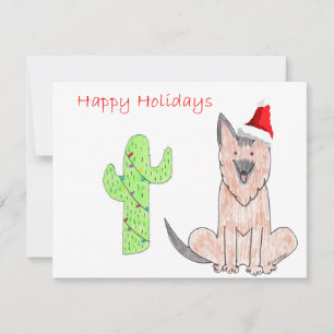 german shepard Hund Cactus jul Julkort