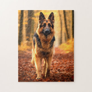 German shepard i Forest Puzzle Pussel