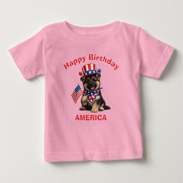 German Shepherd (2m) Patriotic Kid T-Shirt (Framsida)