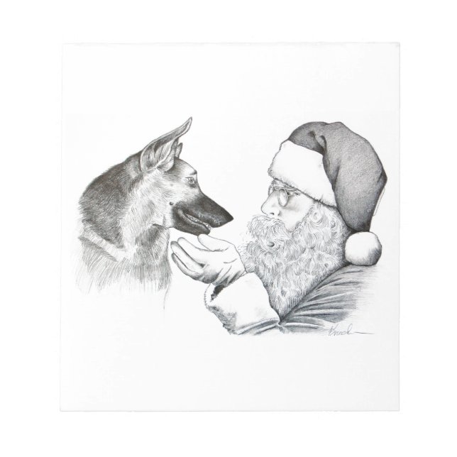 German Shepherd and Santa Anteckningsblock (Framsida)