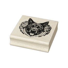 German shepherd Angel dog head art illustration Stämpel