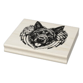 German shepherd Angel dog head art illustration Stämpel
