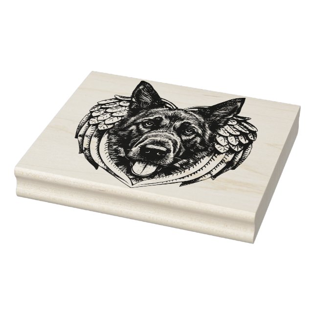 German shepherd Angel dog head art illustration  Stämpel (Stämpel)