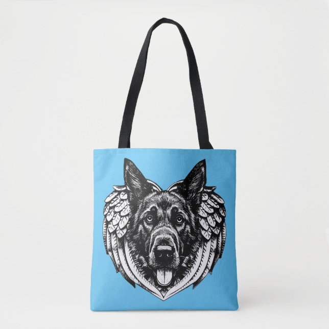 German shepherd Angel dog head pet art Tygkasse (Framsida)