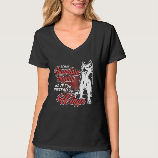 German Shepherd Angel Have Fur Instead Wings T Shirt (Framsida)