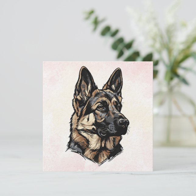 German Shepherd Art Inbjudningar (Stående Fram)