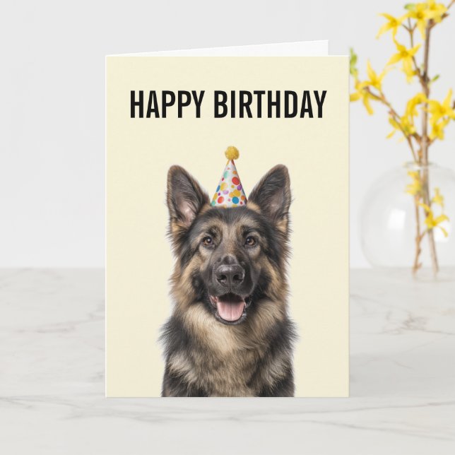 German Shepherd Birthday Celebration Kort (Gul blomma)