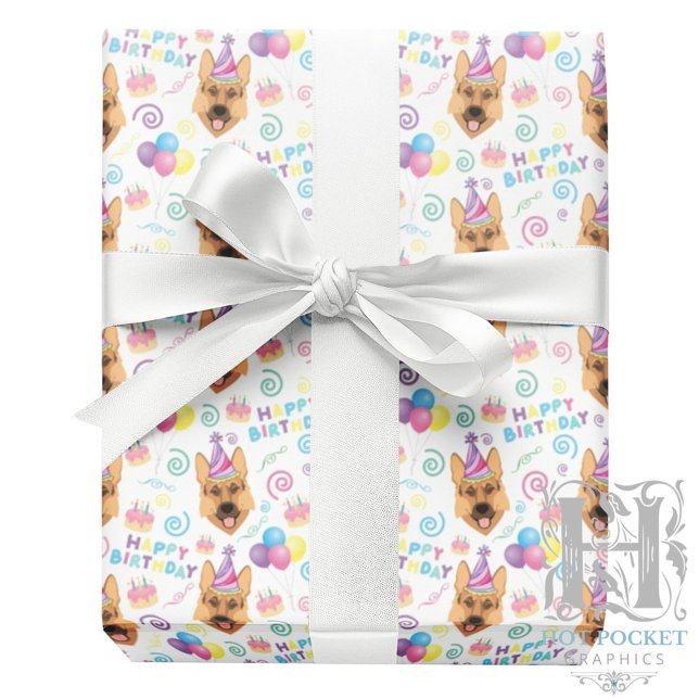 German Shepherd Birthday Gift Wrapping Paper  Presentpapper (Skapare uppladdad)
