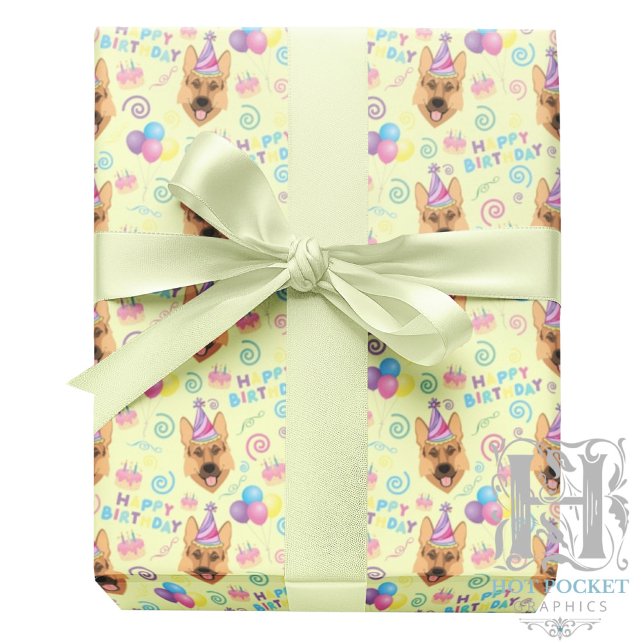 German Shepherd Birthday Gift Wrapping Paper  Presentpapper (Skapare uppladdad)