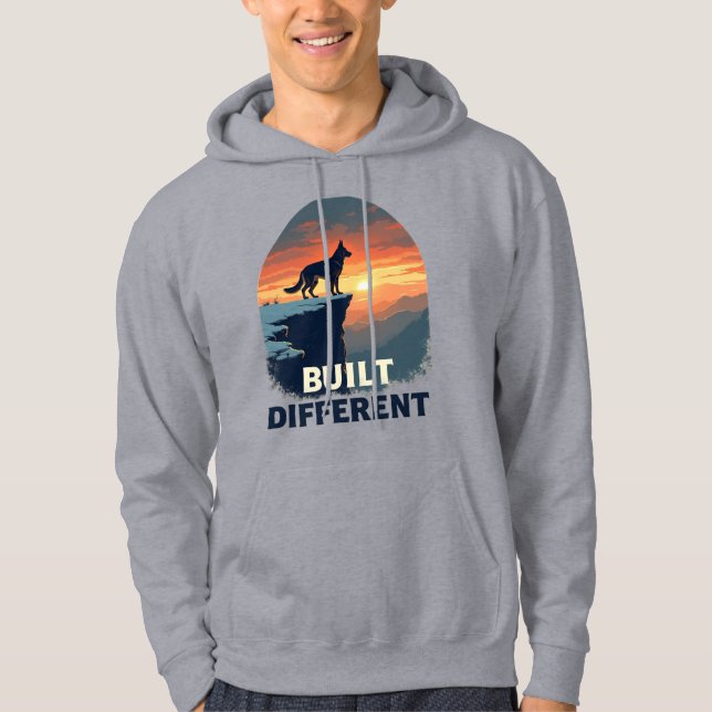 German Shepherd Built Different Graphic Hoodie (Framsida)