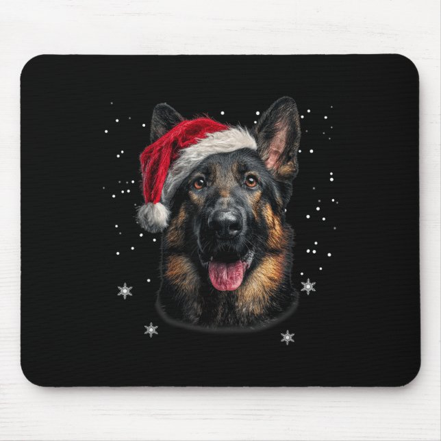 German Shepherd Christmas Funny Santa Hat Dog Xmas Musmatta (Framsidan)