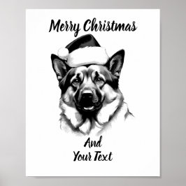 German Shepherd Christmas Poster Instant Download
