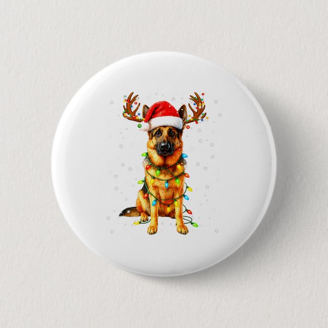 German Shepherd Christmas Tree Lights Pajama Dog L Knapp (Framsida)