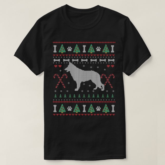 German Shepherd Christmas Ugly Sweater Funny Dog L T Shirt (Design framsida)