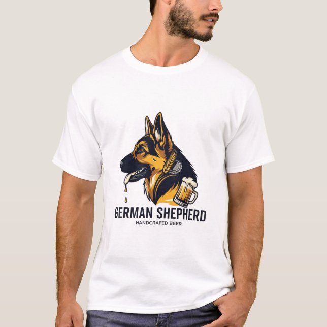 German Shepherd & Craft Beer Logo T Shirt (Framsida)