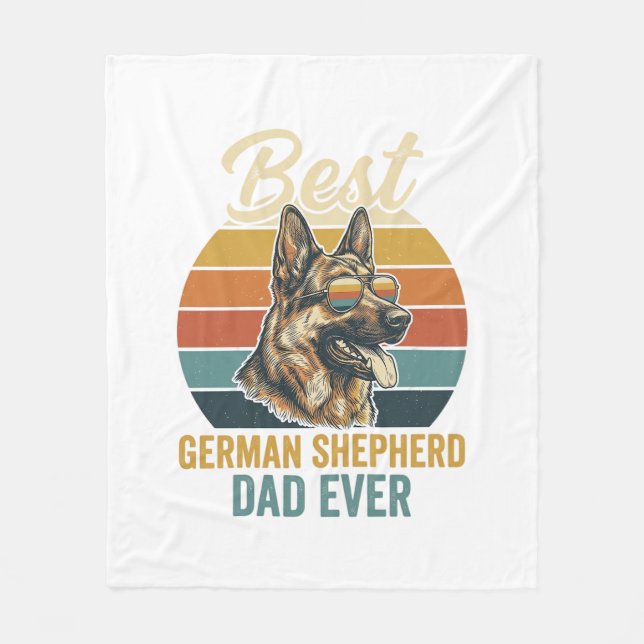 German Shepherd Dad Vintage Sunset Shirt Design Fleecefilt (Framsidan)