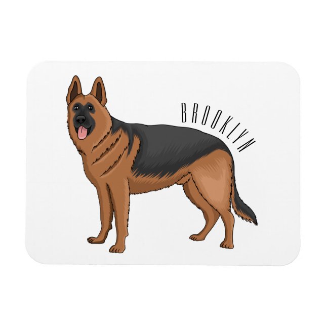 German shepherd dog cartoon illustration magnet (Horisontell)