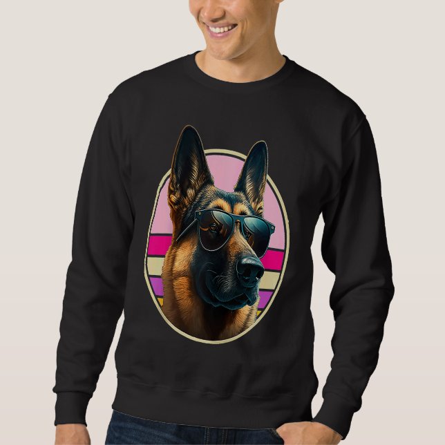 German Shepherd Dog Costume Outfit Mom Dad Raglan  Lång Ärmad Tröja (Framsida)