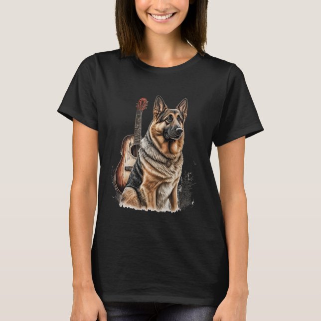 German shepherd Dog Country Music American Rodeo T Shirt (Framsida)