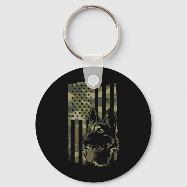 German Shepherd Dog - Dog Lover Shepherd Usa Flag  Nyckelring (Framsida)