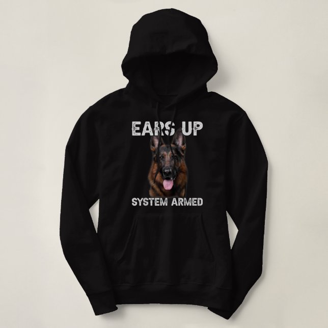German Shepherd Dog Ears Up System Armed T Shirt (Design framsida)