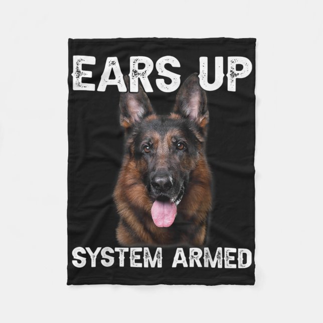German Shepherd Dog Ears Up System Armed T Shirt  Fleecefilt (Framsidan)