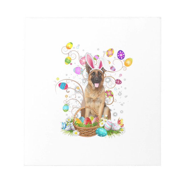 German Shepherd Dog Easter Egg Hunting Basket East Anteckningsblock (Framsida)
