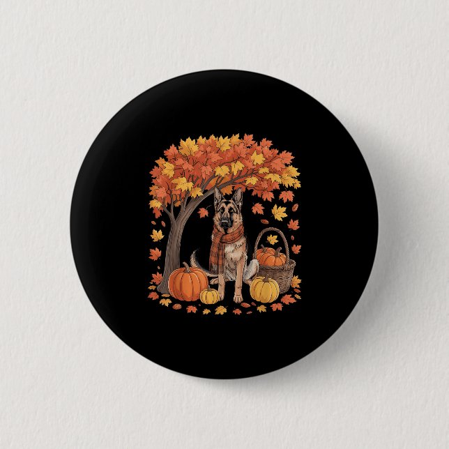 German Shepherd Dog Fall Scarf Pumpkin Autumn Than Knapp (Framsida)
