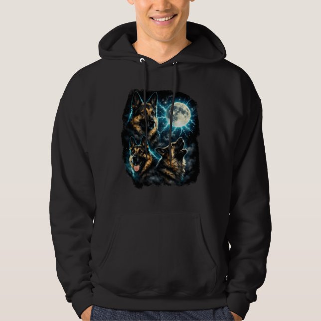 German shepherd dog  howling at the moon hoodie (Framsida)