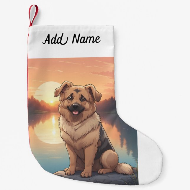 German Shepherd Dog Liten Julstrumpa (Framsidan)