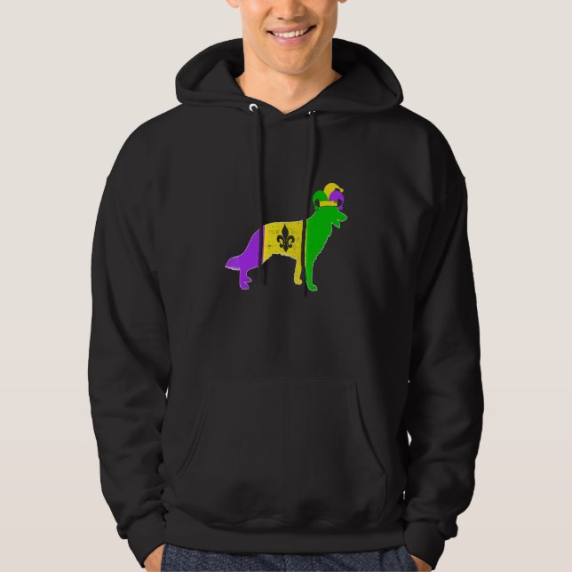German Shepherd Dog Mardi Gras Carnivals Funny Pup Hoodie (Framsida)