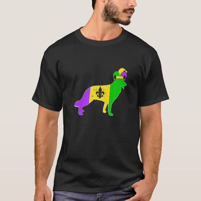 German Shepherd Dog Mardi Gras Carnivals Funny Pup T Shirt (Framsida)