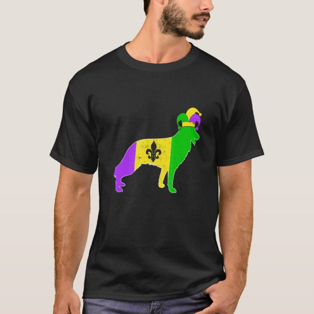 German Shepherd Dog Mardi Gras Carnivals Funny Pup T Shirt (Framsida)