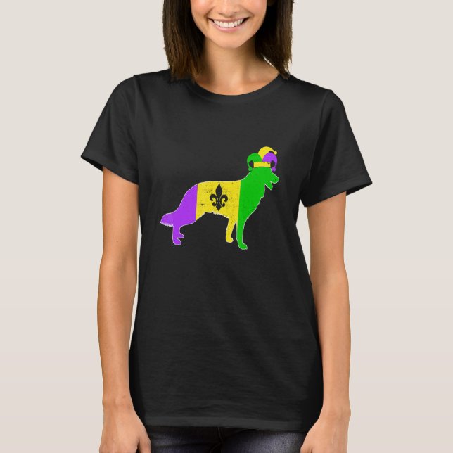 German Shepherd Dog Mardi Gras Carnivals Funny Pup T Shirt (Framsida)