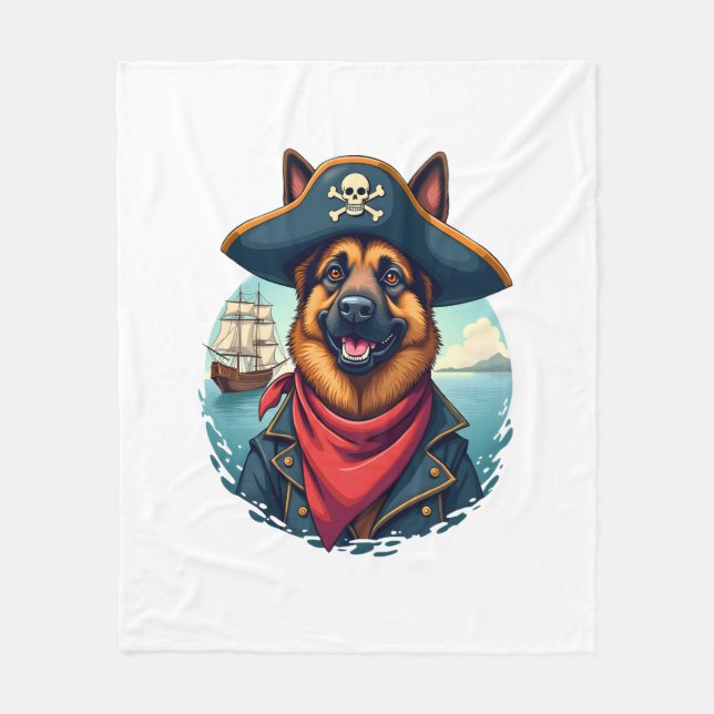 German Shepherd Dog Pirate Copy Fleecefilt (Framsidan)