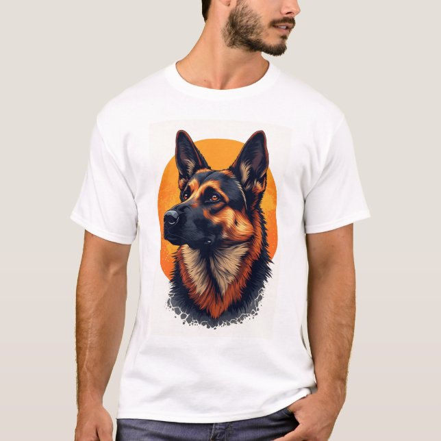 German Shepherd Dog Portrait Graphic T Shirt (Framsida)