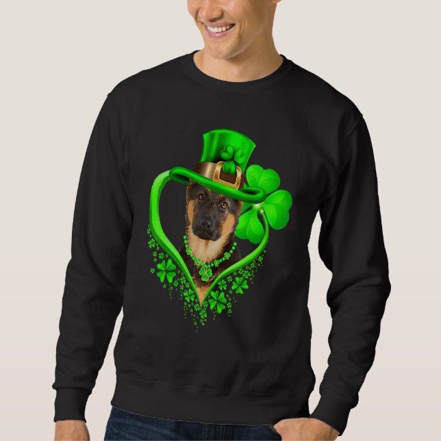 German Shepherd Dog St Patricks Day Lover Irish Sh Lång Ärmad Tröja (Framsida)