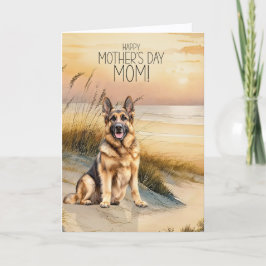German Shepherd Dog Sunset Beach Mother's Day Helgkort