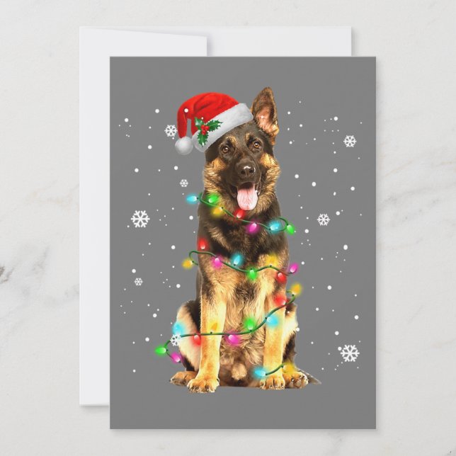 German Shepherd Dog Tree Christmas Sweater Xmas In Inbjudningar (Framsida)