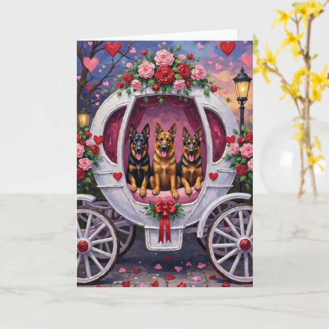 German Shepherd Dog Valentine's Day  Kort (Gul blomma)