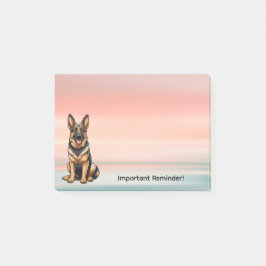German Shepherd Dog with Sunset Post-it Block