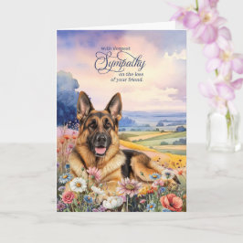 German Shepherd Dog with Wildflowers Pet Sympathy Kort