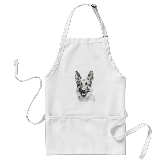 German Shepherd Drawing Portrait Apron | Dog Lover Förkläde (Framsidan)