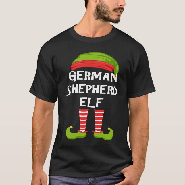 German Shepherd Elf Matching Family Christmas Part T Shirt (Framsida)